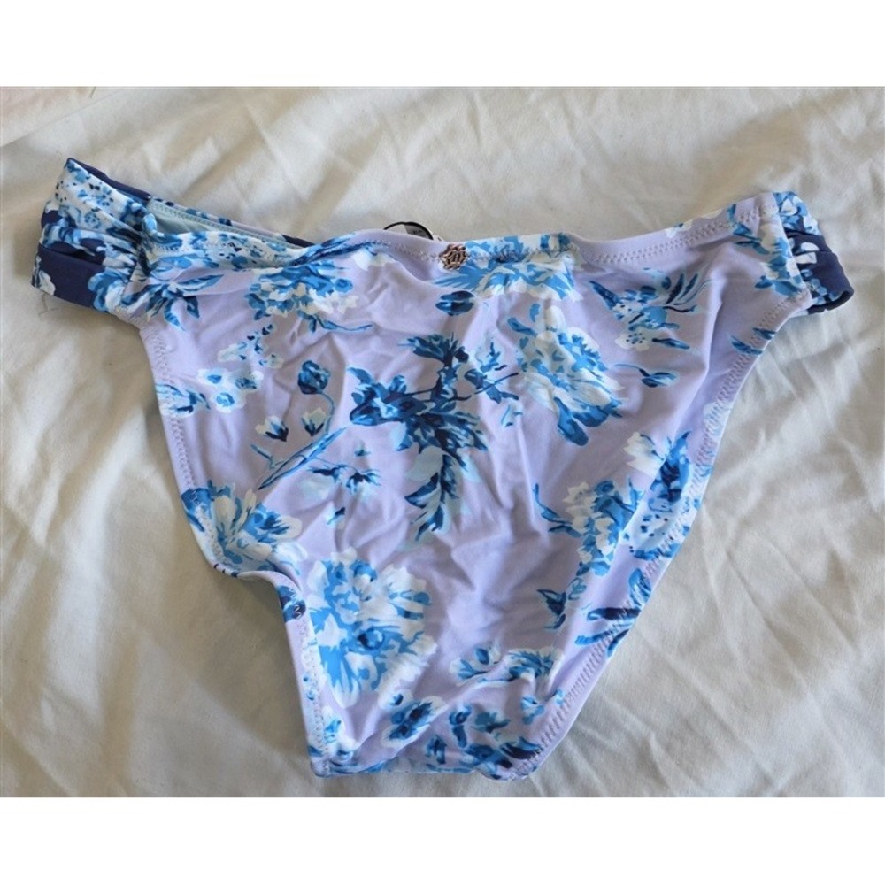 NWOT Nanette Lepore 12 Blue Purple White Floral Bikini Swim Bottom 132423 - Picture 3 of 3